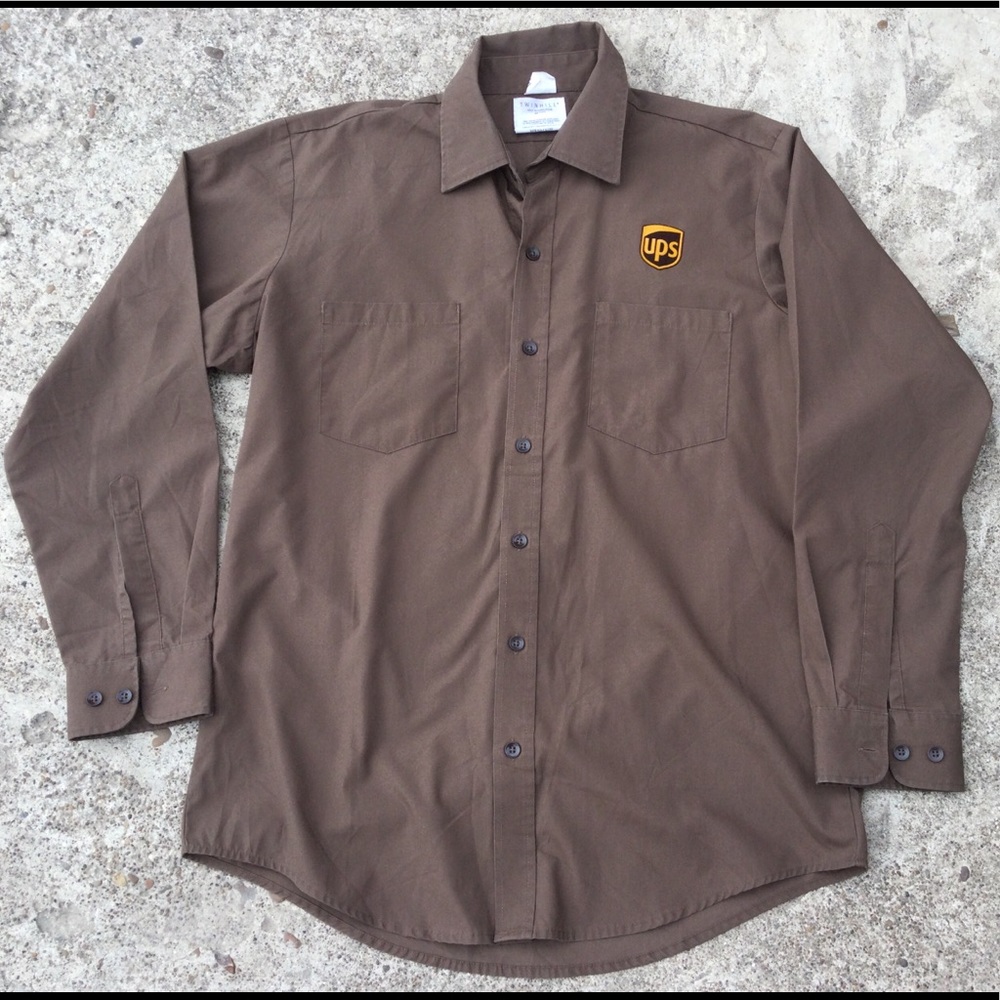 UPS Work Delivery Brown Long Sleeve Shirt size Large